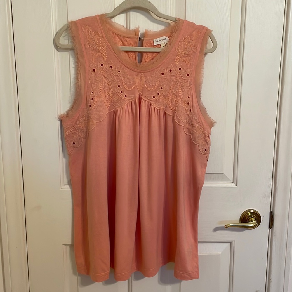 Anthropologie Peach and Lace Sleeveless Tunic